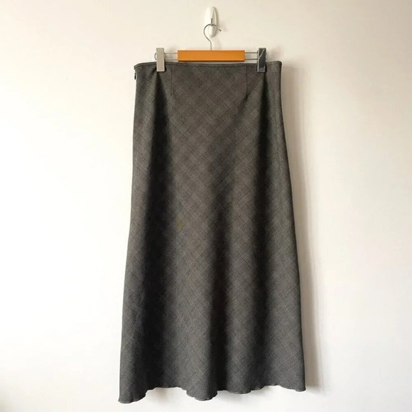 Aritzia Wilfred Devotion Twill Maxi Slip Skirt Lyle White/Black Check Size 10 - Picture 10 of 12